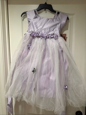 Lilac Floral Tulle Girls' Formal Dress